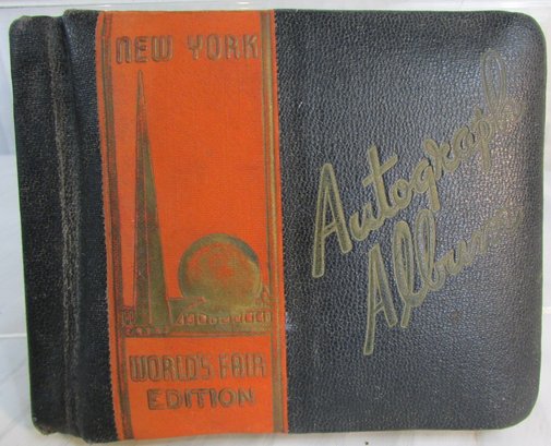Vintage NEW YORK WORLDS FAIR Memorabilia, AUTOGRAPH ALBUM, Circa 1940s, Approx 7'