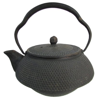 Signed, Vintage ASIAN Teapot With Lid, Hobnail Style Design, Includes Strainer, Cast Metal, Approx 6' Tall