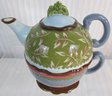 Vintage TRACY PORTER Brand Dinnerware, TEA For ONE: Cup & Covered TEAPOT, Multicolor Floral Pattern