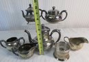 Lot Of 7 Pieces! Vintage Signed Silverplated SERVING Pieces, Includes TEAPOTS Sugar Bowls CREAMERS