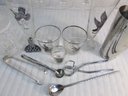 Set Of 13 Pieces! Vintage BARWARE Items, Includes Glasses Jigger & Utensils