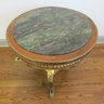 Vintage LAMP TABLE, French EMPIRE Style, Wood Construction With MARBLE Top & Brass Accents, Approx 33'