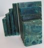 Vintage Pair BOOKENDS, Carved STACK OF BOOKS Design, Green MARBLE?, Approx 5.5' Tall