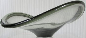 Signed HOLMEGAARD Brand, Vintage MCM Occasional BOWL, Per Lutken, SPECTACULAR Smoky Glass, Large Appx 14' Wide