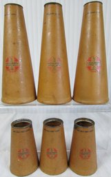 HTF Lot Of 6! Vintage SEAL RIGHT Brand, Advertising Dairy CONES, Half Pint & Quart Sizes, Largest Appx 9.75'