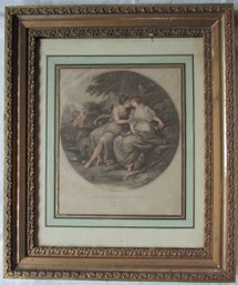 Vintage Thomas Burke After Angelica Kauffman Print, 'JUPITER & CALISTA, Approx 24.5' X 20.5,' Framed