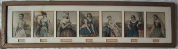 LOT Of 7! Vintage BIBLICAL WOMEN Prints, Approx 44' X 10.5,' Framed