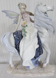 Vintage PAVONA Figurine, FAIRY Horsewoman Girl, Finely Detailed, Large Appx 14' Tall