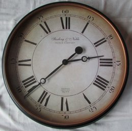 Contemporary STERLING & NOBLE Wall Clock, Oversized Round Case, Battery Operated, Approx 29' Diameter