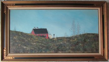 Original PAINTING On CANVAS, Rural Countryside Scene, Large! Approx 56' X 32' Size, Nicely Framed