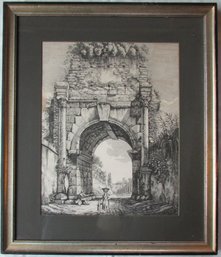 Vintage Condecor Luigi Rossi Print, 'ARCO Di DRUSO', Approx 29' X 20.5,' Nicely Framed