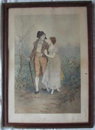 Vintage FREDERIK HENDRIK KAEMMERER Print, Courting Couple, Approx 23' X 16.5,' Framed