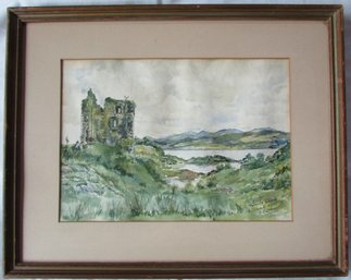 Signed D. Catheart, Original Watercolor On Paper, 'TARGERT CASTLE LOCH FYNE,' Approx 19.5' X 15.5,' Framed