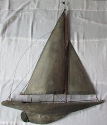 Vintage TALL SHIP Wall Art Sculpture, Hand Fashioned Metal Construction, Approx 40' X 29'