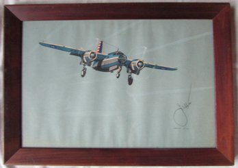 Vintage JAFFEE Print, MARTIN B-26 Airplane, Approx 20.5' X 14.5,' Simply Framed