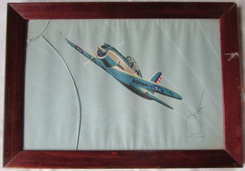 Vintage JAFFEE Print, VULTEE VANGUARD II Airplane, Approx 20.5' X 14.5,' Simply Framed