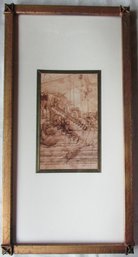 Vintage BALLARD DESIGNS Brand, Leonardo Da Vinci Reproduction, Heavy METAL Frame, Approx 24.5' X 12.5'