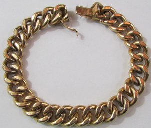 Vintage CHAIN Bracelet, Interlocking Chunky LINK Design, Gold Tone Base Metal, Clasp Closure