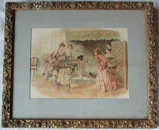 Vintage E. GPIVAZ? Print, Fashionable Ladies, Approx 18.5' X 15.5,' Framed