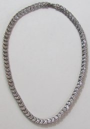 Vintage LINK NECKLACE, Heavy Silver Tone Base Metal Finish, Approx 17' Length, Functional Clasp Closure