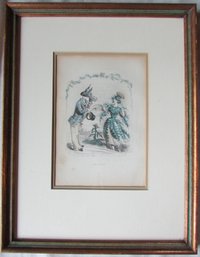 Vintage J. J. GRANDVILLE Print, LES FLEURS ANIMEES, 'CHARDON' Or THISTLE, Approx 17.5' X 13.5,' Nicely Framed