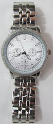 Vintage ACCUTIME Brand WRISTWATCH, Silver Tone Base Metal, BRACELET Band, Japan Movement