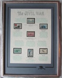 Official TEXAS STAMPS Issue, 'STAMPS OF THE CIVIL WAR' Approx 16.75' X 12.75,' Nicely Framed