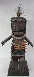 Vintage FUNEREAL DOLL, Southern Highlands NEW GUINEA, Approx 16' Tall Plus Plume, Nicely Presented With Stand