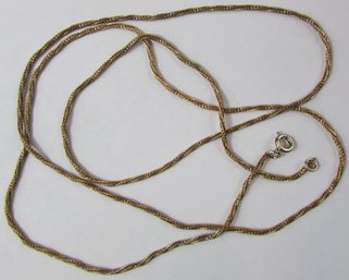 Vintage Chain NECKLACE, Round BRAIDED Design, Fashion Basic, 35' Length, Gold Tone Base Metal, Clasp Closure