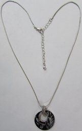 Contemporary CHAIN Necklace, Leaf Design Floating Drop Pendant, Silver Tone Base Metal, Clasp Closure