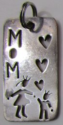 Signed ANNI & Co. Vintage Drop Pendant, 'MOM,' Sterling .925 Silver