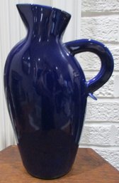 LINDT STYMEIST Brand, Vintage PITCHER Vase, Gloss COBALT BLUE Glaze, Made In JAPAN, Approx 10.5'