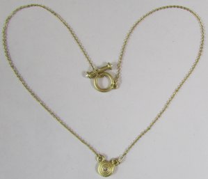 Contemporary Chain Necklace, Drop Pendant With Rhinestone Accent, Gold Tone Base Metal, Loop & Bar Closure