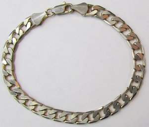 Vintage Chain BRACELET, Flat Cuban Link Design, Fashion Basic, Gold Tone Base Metal, Clasp Closure