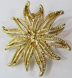 Vintage BROOCH PIN, Intricate FLOWER Bloom Design, Gold Tone Base Metal Setting