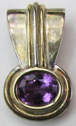 Vintage Drop Pendant, Faceted PURPLE Color Central Stone, Sterling .925 Silver