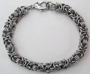 Vintage Chunky Twist BRACELET, Interlocking Wire Style Links, Silver Tone Base Metal, Clasp Closure