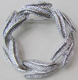 Signed GERRY'S, Vintage BROOCH PIN, Swirling LEAVES Design, Silver Tone Base Metal Construction