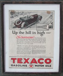 Vintage TEXACO Advertising Print, Magazine Page,? Approx 15.5' X 13', Framed