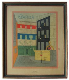 Vintage STUART DAVIS Print, Colorful 'PLACE PASDELOUP,' Approx 22.5' X 19,' Framed