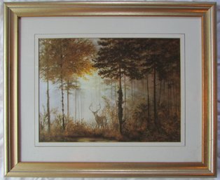 Vintage GERALD COULSON Print, 'QUIET FOREST,' Approx 22.5' X 18 1/2,' Nicely Framed