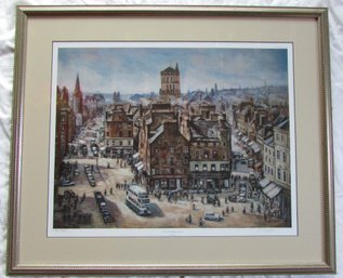 Limited Edition, Signed E. LANGE, 'THE OLD HIGH STREET,' Appx 29' X 24,' Nicely Framed