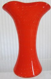 Vintage ART Glass VASE, MCM Styling, Handcrafted ORANGE Color BUBBLE Design, Appx 9' Tall