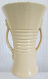Vintage AMERICAN Art Pottery, Flared Shape, Ribbed, Gloss BUTTERY YELLOW Glaze,  Approx 8,' USA