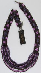 Vintage ISADORA BOHO Style Necklace, Tonal Purple Beaded Southwest Design, Multi Strand