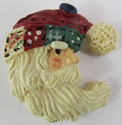 Vintage BROOCH PIN, CHRISTMAS SANTA CLAUS, Resin Construction