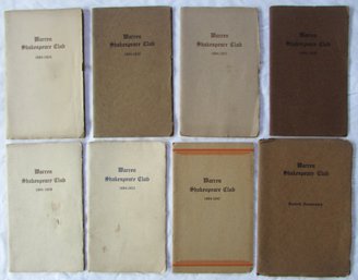 Lot Of 8! Vintage WARREN SHAKESPEARE CLUB Booklet, Issued 1924 To 47, Approx 8.5' X 5'