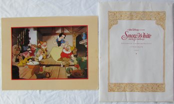 Vintage WALT DISNEY Commemorative Lithograph, 'SNOW WHITE & 7 DWARFS,' Circa 1994, Approx 16' X 12' Overall