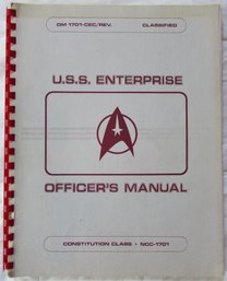 Vintage Paramount Pictures Corp, USS ENTERPRISE OFFICERS MANUAL, Softcover Circa 1980, Approx 11' X 8.5'