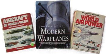 Lot Of 3! Vintage HARDCOVER BOOKS 'AIRCRAFT Of WORLD WAR II' 'mODERN WARPLANES' 'ENCYCLOPEDIA WORLD AIR POWER'